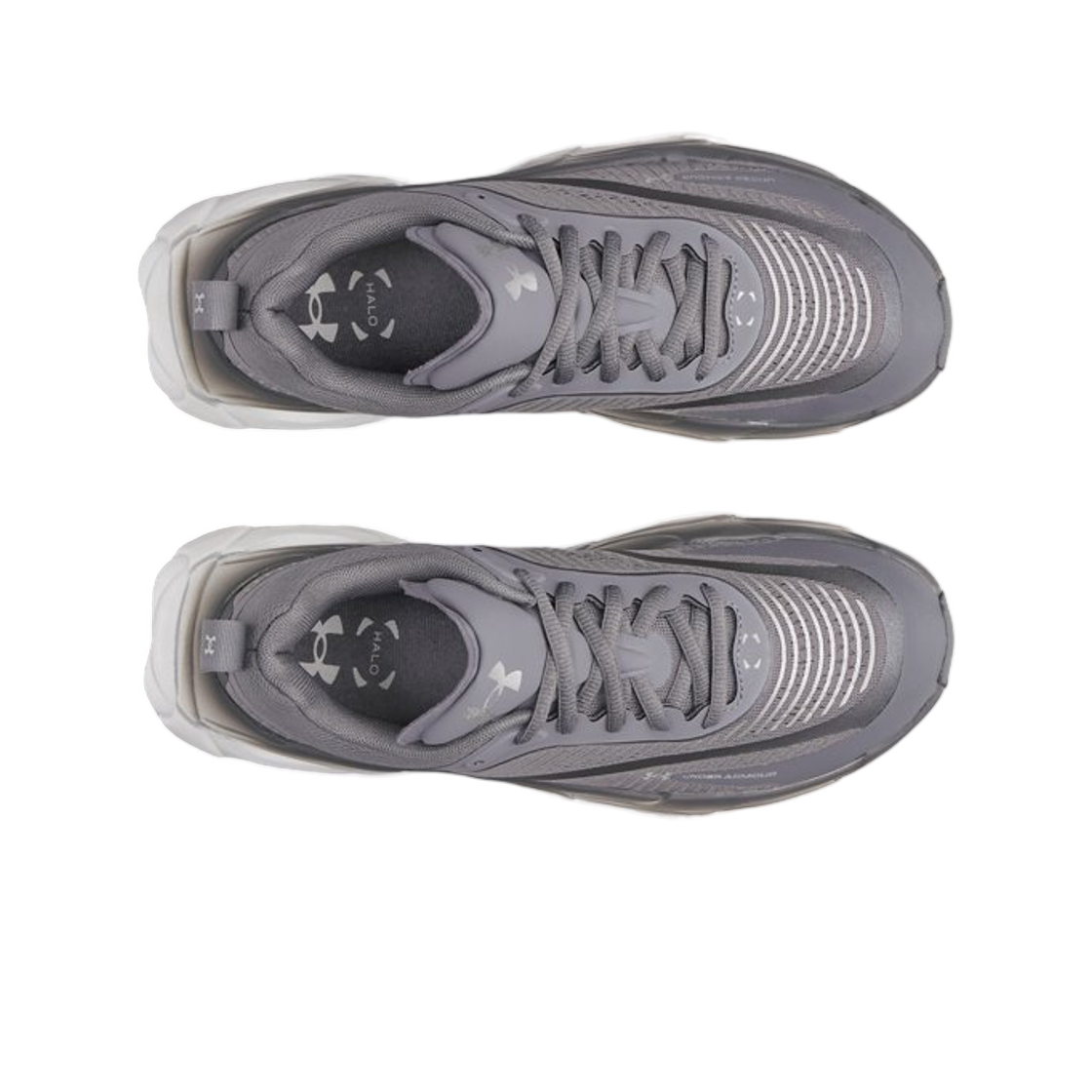 (W) 언더아머 UA 헤일로 레이서 러닝 슈즈 캐슬락 메탈릭 실버((W) Under Armour UA Halo Racer Running Shoes Castlerock Metallic Silver) - 2