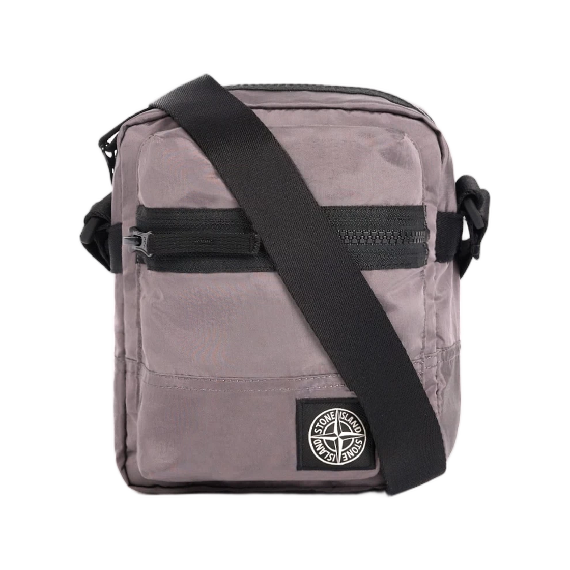 스톤 아일랜드 9200015 코티드 나일론 메탈 에코닐 파우치 백 어드저스터블 스트랩 퍼플 그레이 - 26SS(Stone Island 9200015 Coated Nylon Metal In Econyl Pouch Bag with Adjustable Strap Purple Grey - 26SS) - 1