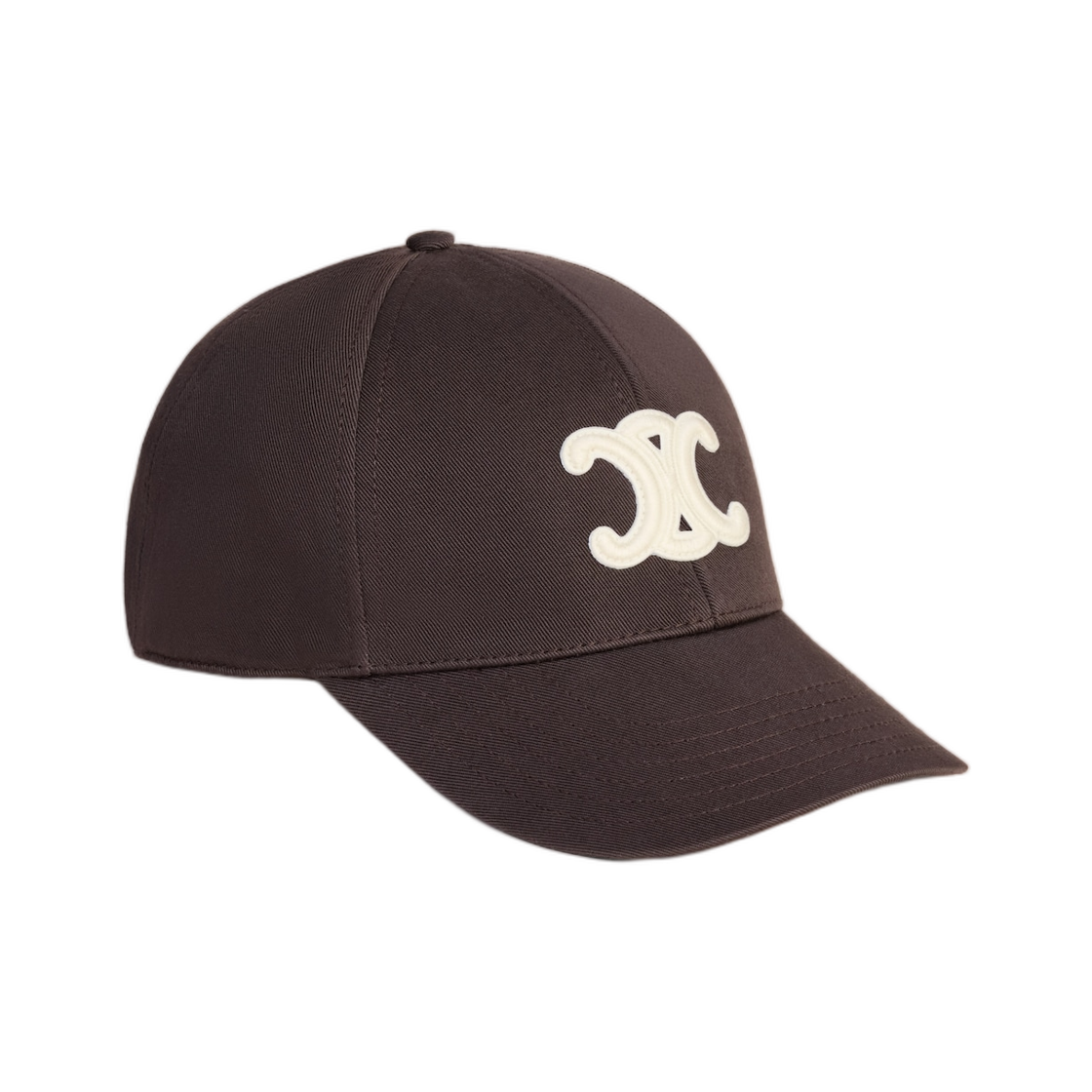 AA06F234X-19AF Celine Triomphe Baseball Cap in Washed Cotton Gabardine Macassar