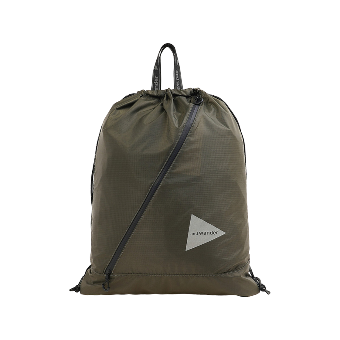 앤드 원더 립 드로우스트링 백팩 카키(And Wander Rip Drawstring Backpack Khaki)