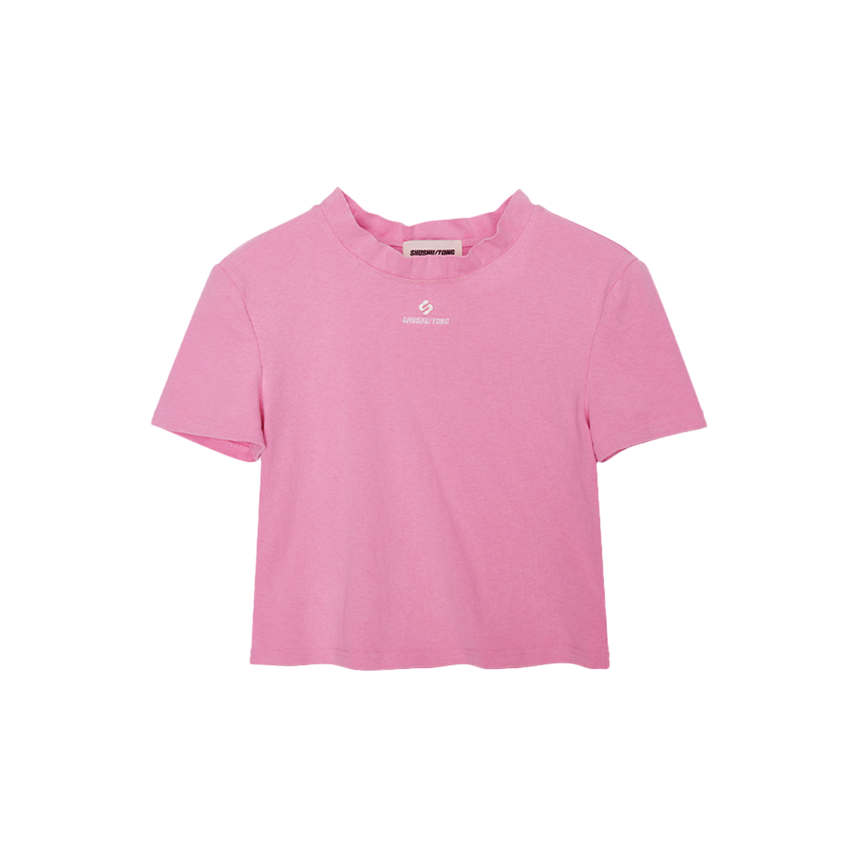 슈슈통 우먼 웨이브 레이스 칼라 티셔츠 핑크 - 26SS(Shushu/Tong Women Wave Lace Collar T-Shirt Pink - 26SS)