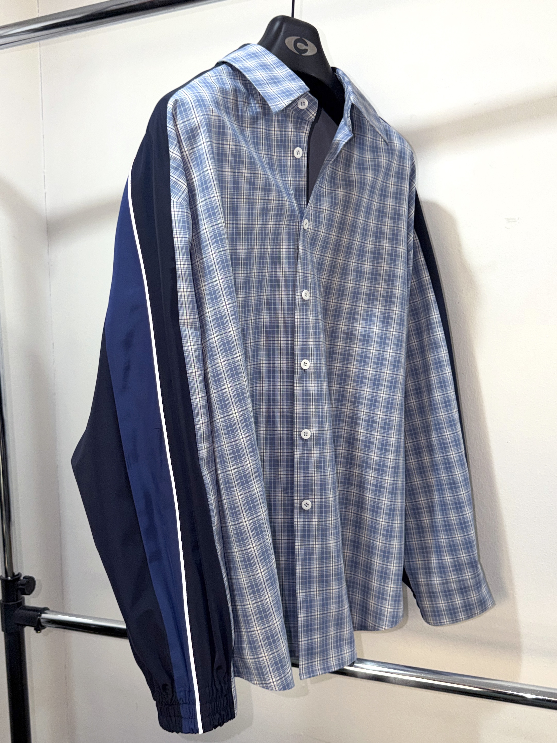 CSC Hybrid Tracksuit Shirt Blue, CSC Over Draped Denim Pants Raw 착용 스타일 - 5