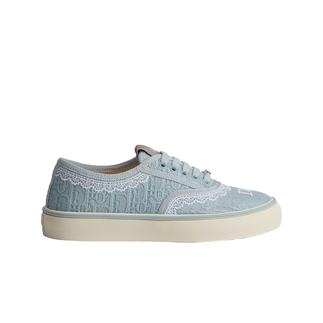 KCK519OCC-S45B (W) Dior Soltwind Sneakers Dior Oblique Embroidery Cotton & White Lace Bleu Ciel White