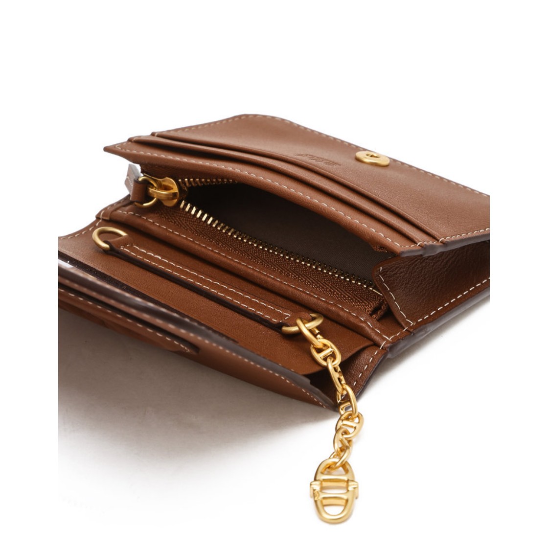 아떼 바네사브루노 액세사리 스탬프 브라운 더블에이 심볼 체인 반지갑 브라운(Athe Vanessabruno Acc Stamp Brown Double A Symbol Chain Half Wallet Normal Brown) - 2