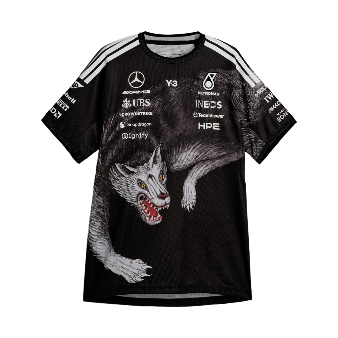KQ9844 Mercedes AMG Petronas x Y-3 F1 Team Driver Short Sleeve Jersey Black