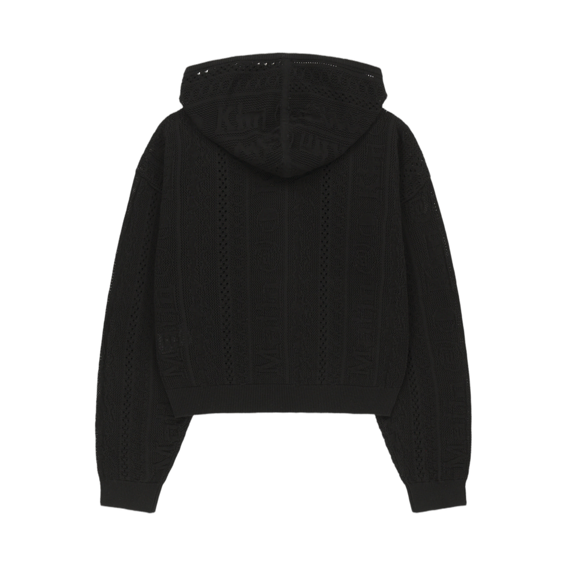 (W) 마뗑킴 메쉬 로고 니트 후디 집업 블랙((W) Matin Kim Mesh Logo Knit Hoody Zip Up In Black) - 2