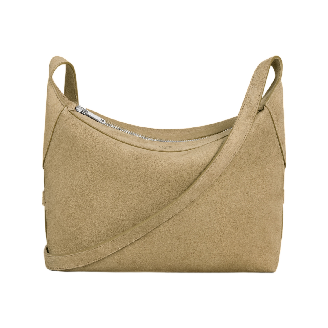 122333GWX-02SW Celine Crossbody Bag Harry in Suede Calfskin Stone Beige