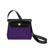 Hermes Herbag Zip 20 Bag Military Canvas Hunter Cowhide & Palladium Purple Noir