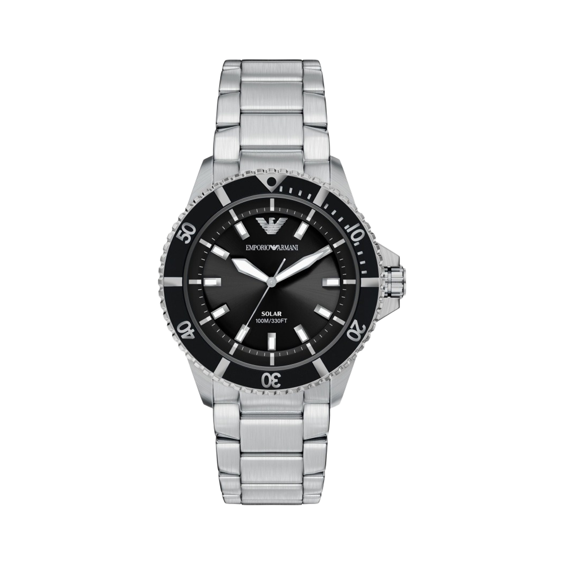 AR11787 Emporio Armani World Explorer Solar Powered Three-Hand 42mm Stainless Steel Black Silver