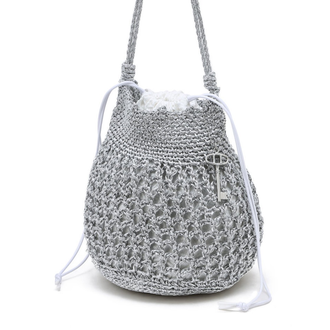 아떼 바네사브루노 액세사리 메탈 니팅 숄더백 M 실버(Athe Vanessabruno Acc Metal Knitting Shoulder Bag M Silver) - 6