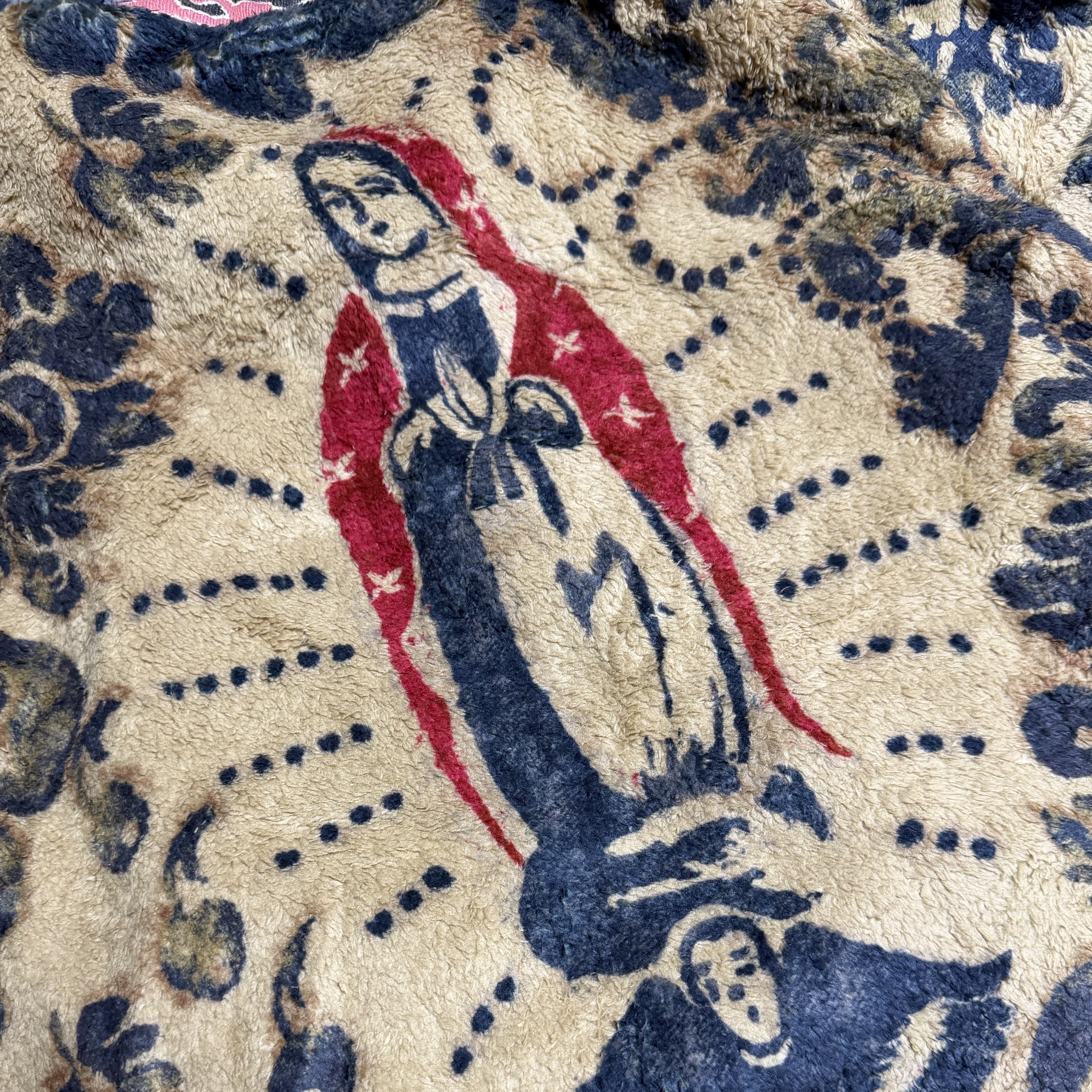 Kapital Damask Pattern Maria Fleece Zip Blouson Beige 착용 스타일