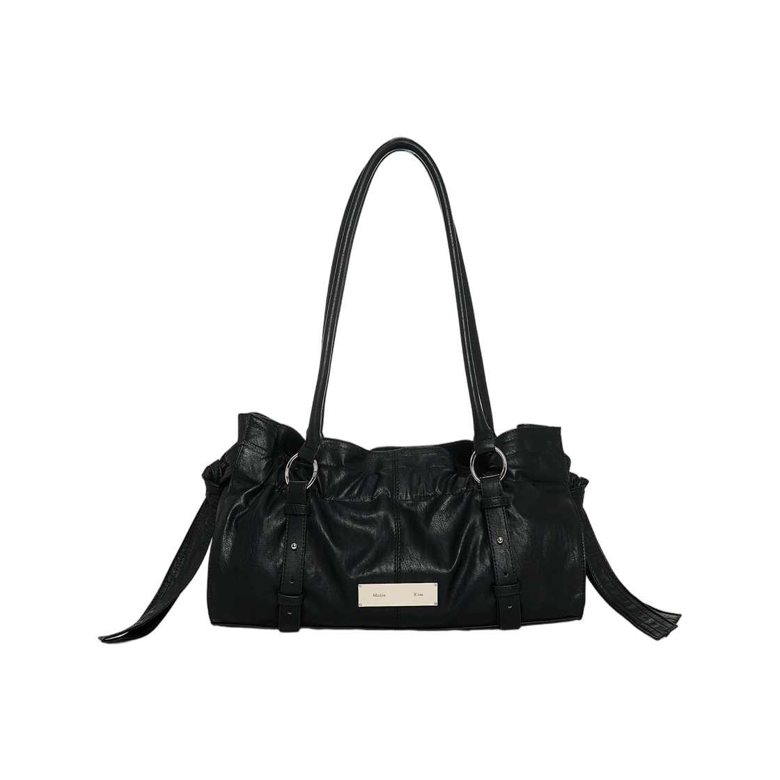 마뗑킴 셔링 타이 버클 숄더백 블랙(Matin Kim Shirring Tie Buckle Shoulder Bag In Black)