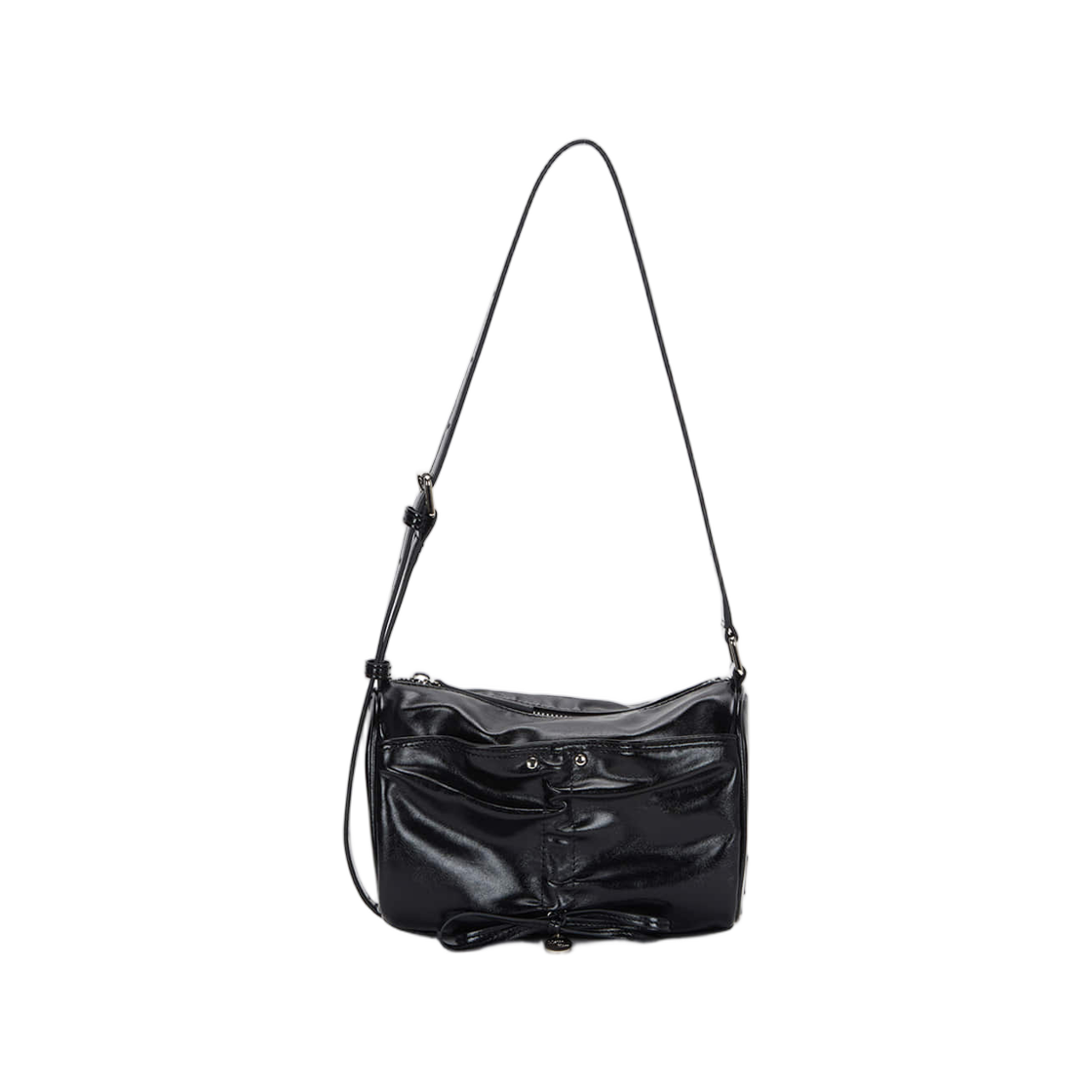 MK2634BG019MBB Matin Kim Front Shirring Ribbon Mini Bag In Black