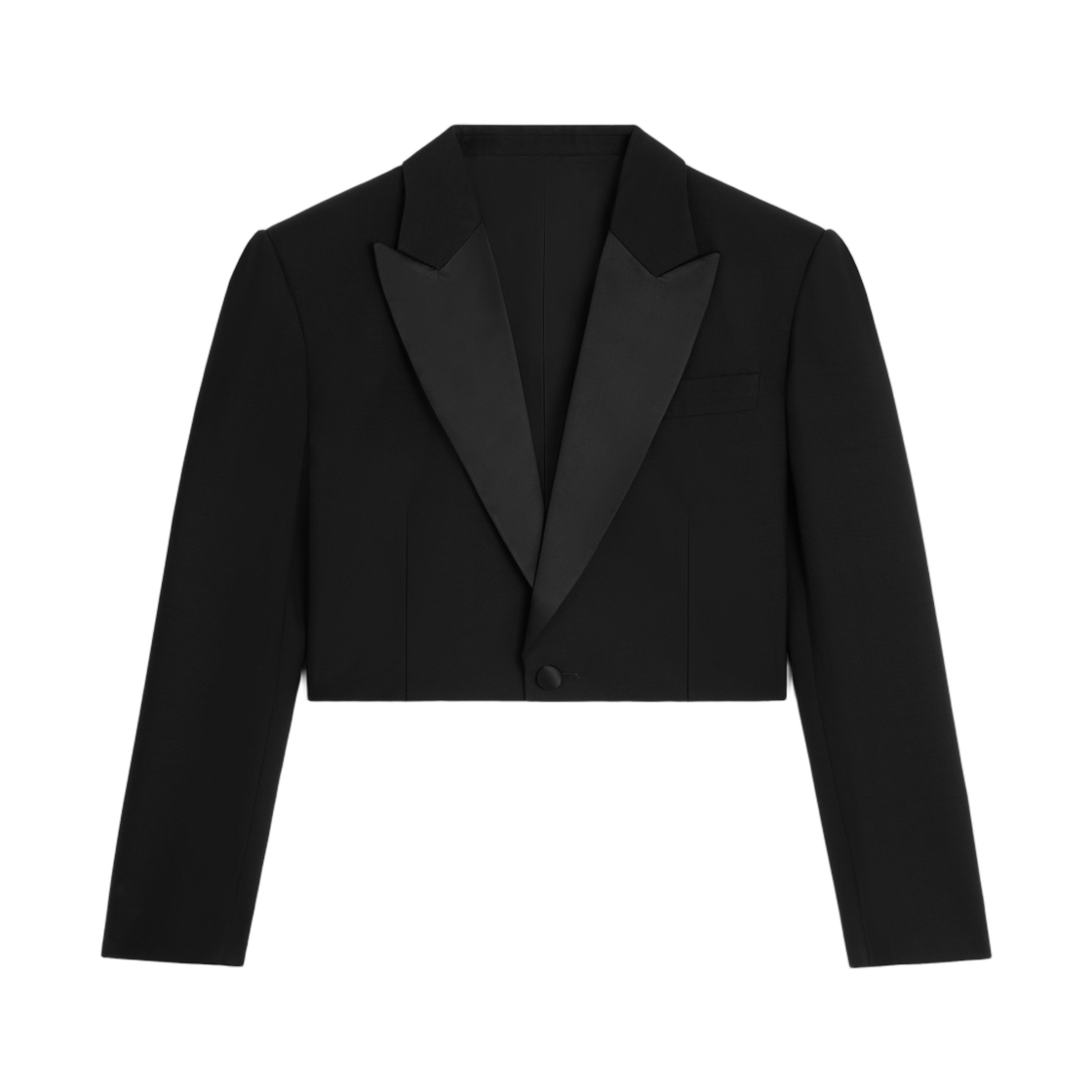 (W) 셀린느 스펜서 턱스 자켓 울 개버딘 블랙((W) Celine Spencer Tux Jacket in Wool Gabardine Black) - 1
