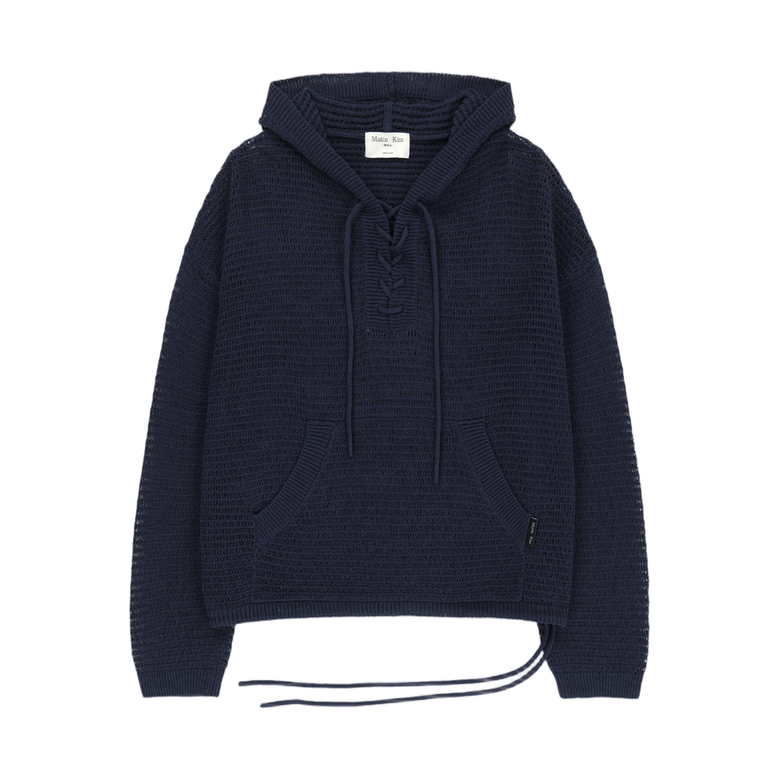 MK2634PO009MNA Matin Kim Oversized Mesh Knit Hoodie In Navy