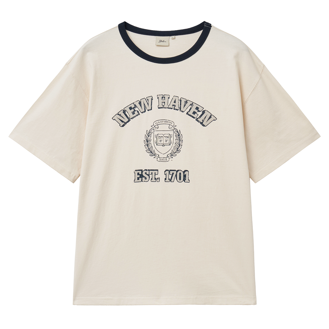 예일 뉴 헤이븐 그래픽 링거 티셔츠_크림(Yale New Haven Graphic Ringer T-Shirt_Cream)