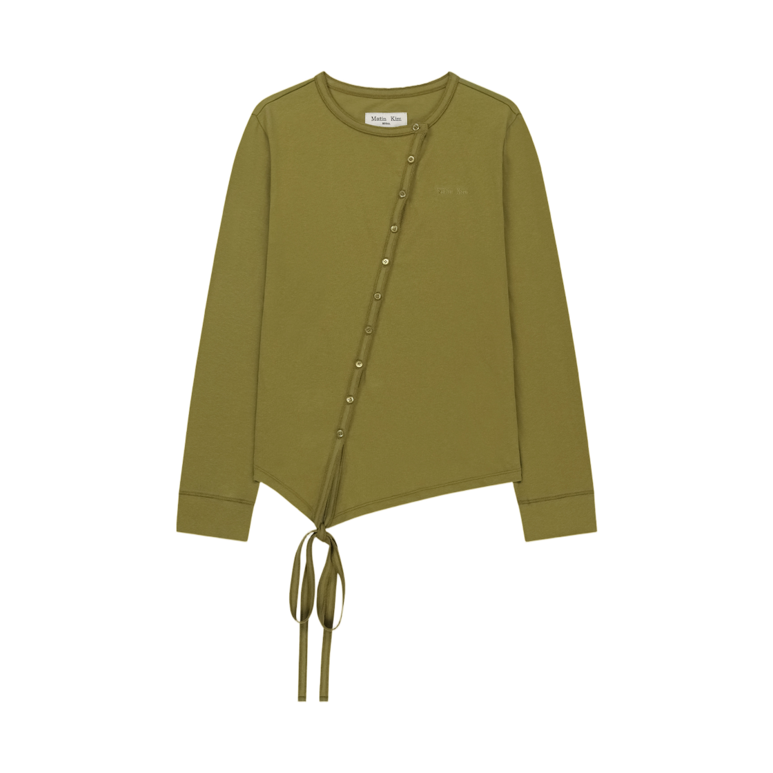MK2634TS016MOL (W) Matin Kim Asymmetric Button Closure Top In Olive