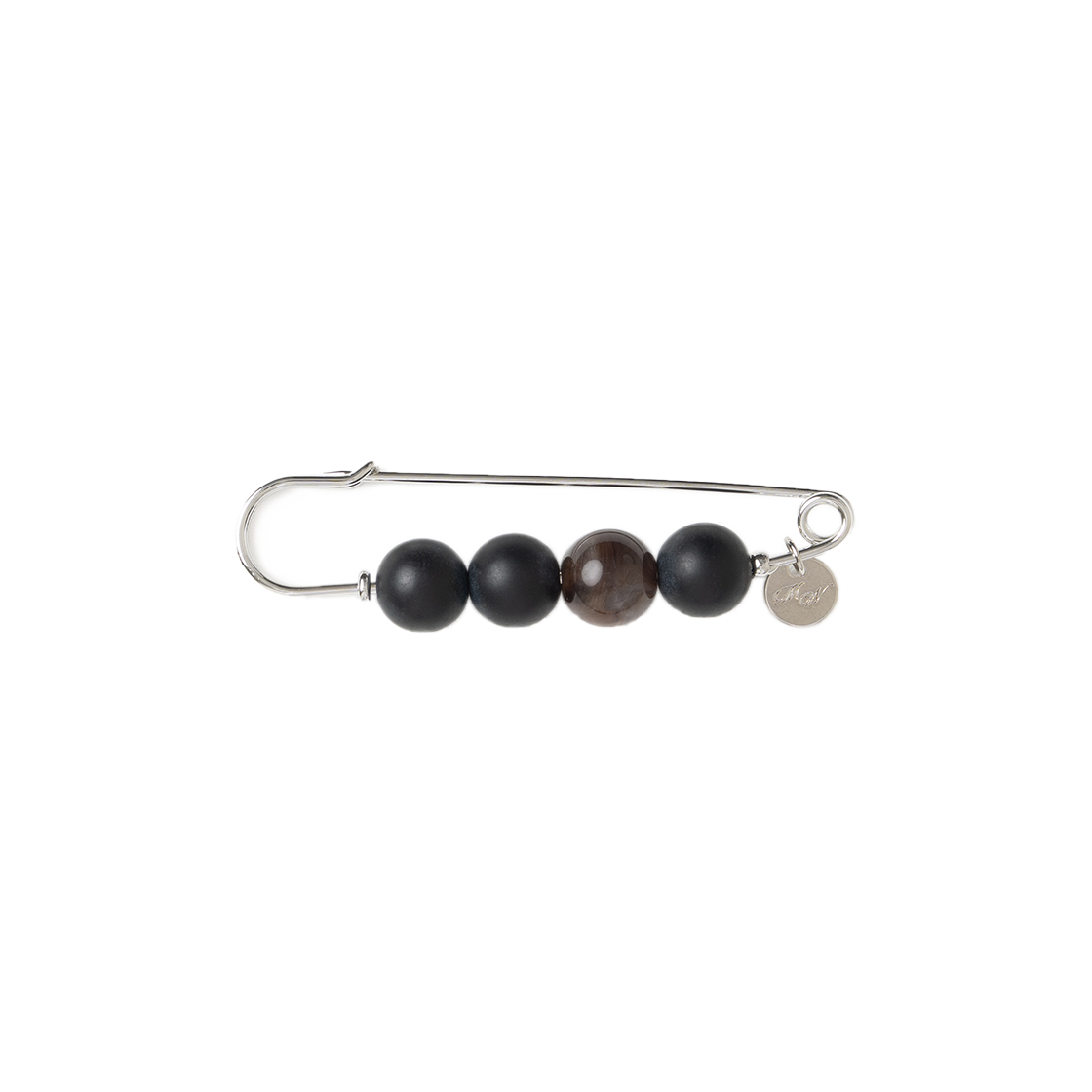 MW329BLK MILLO WOMEN Marble Beads Pin Brooch Black