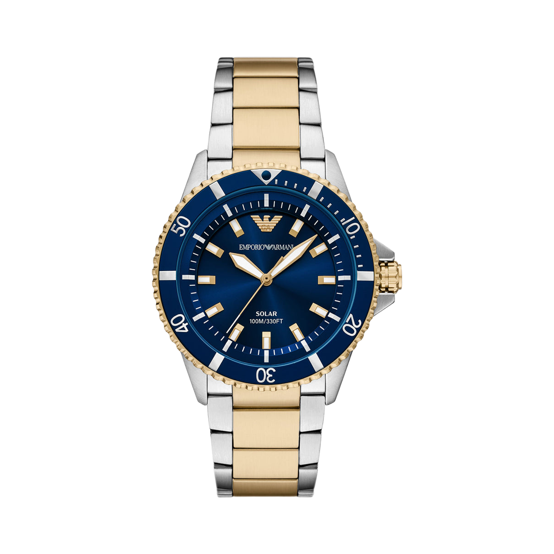 AR11738 Emporio Armani World Explorer Solar Three-Hand 42mm Two-Tone Stainless Steel Blue Gold