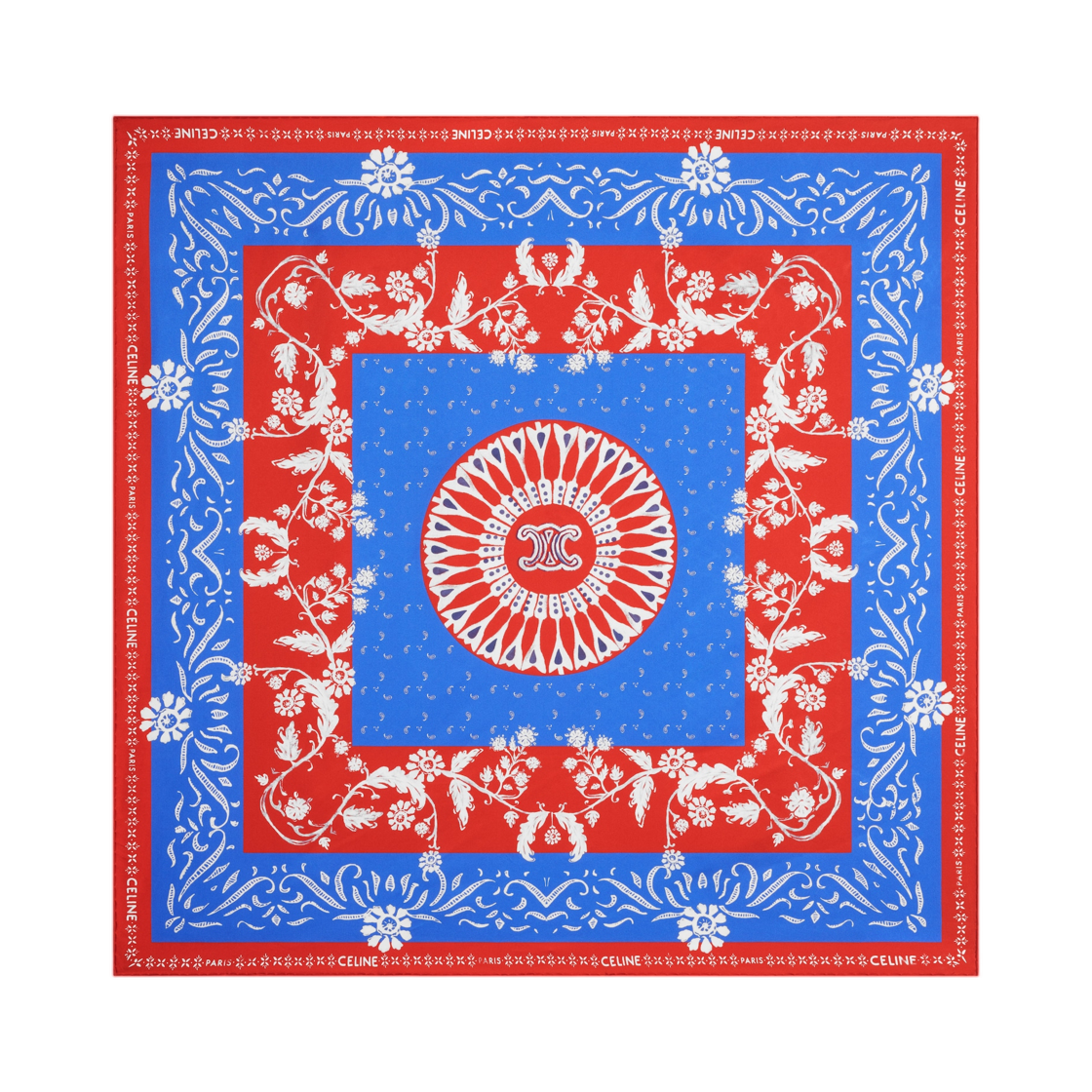2AW903J74-GFQ3 Celine Square in Silk Twill Red Blue White