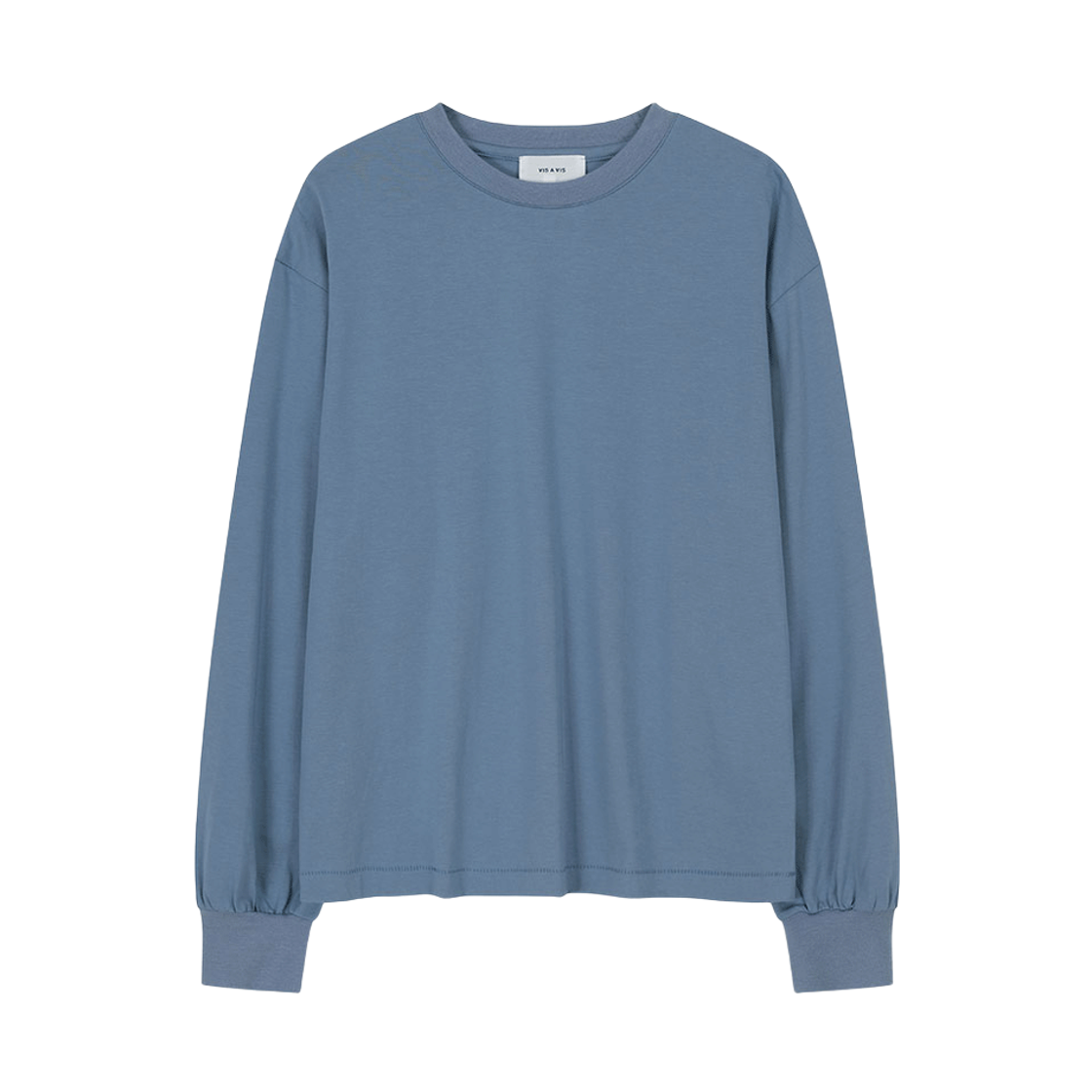 비자비 롱 슬리브드 티셔츠 인 코튼 더블 저지 거즈 블루(VIS A VIS Long Sleeved Tee Shirt In Cotton Double Jersey Gause Blue)