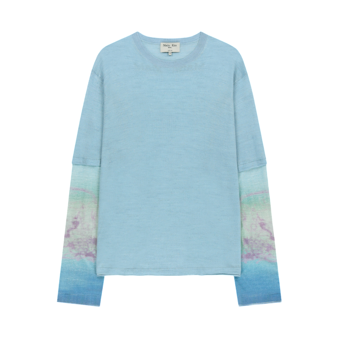 MK2634PO004MLB (W) Matin Kim Sleeve Print Knit Pullover In Light Blue