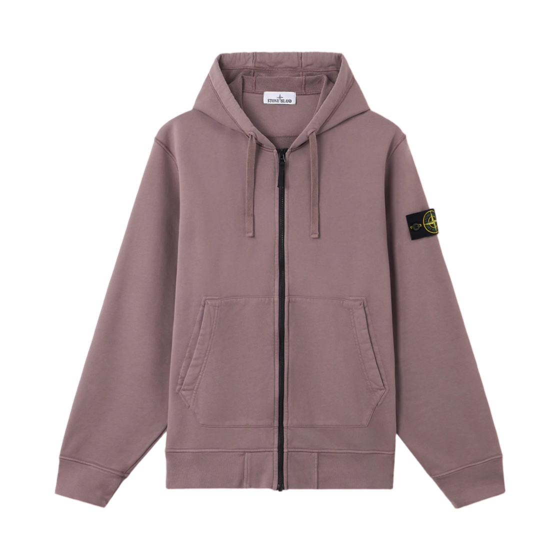 L1S1561000-61S0051-V008F Stone Island 6100061 Organic Cotton Fleece Regular-Fit Zip-Up Hooded Sweatshirt with Pockets Purple Grey - 26SS