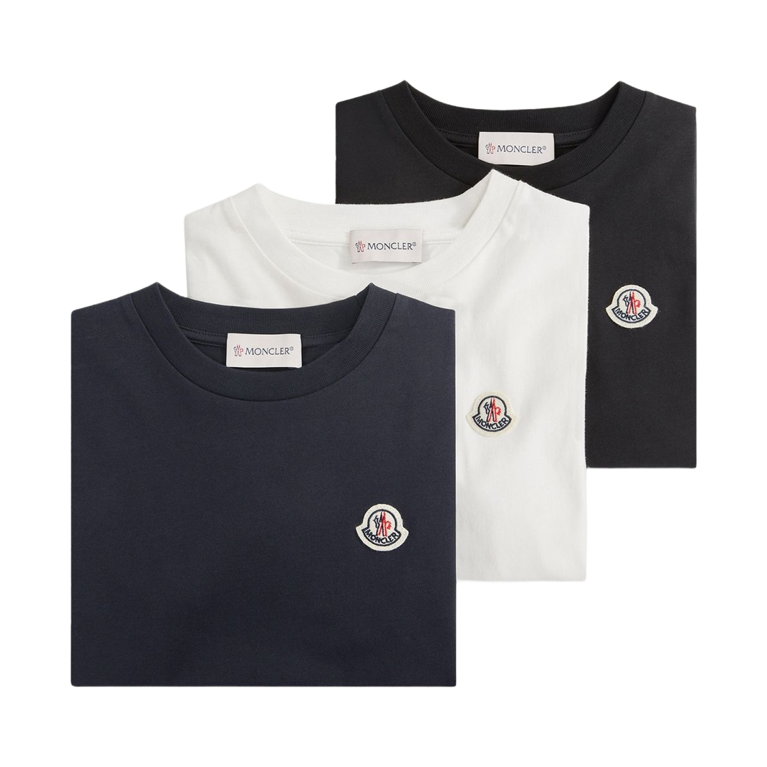 (키즈) 몽클레르 로고 패치 코튼 티셔츠 블랙 블루 (3개입) - 26SS((Kids) Moncler Logo Patch Cotton T-Shirt Black Blue (3 Pack) - 26SS) - 1