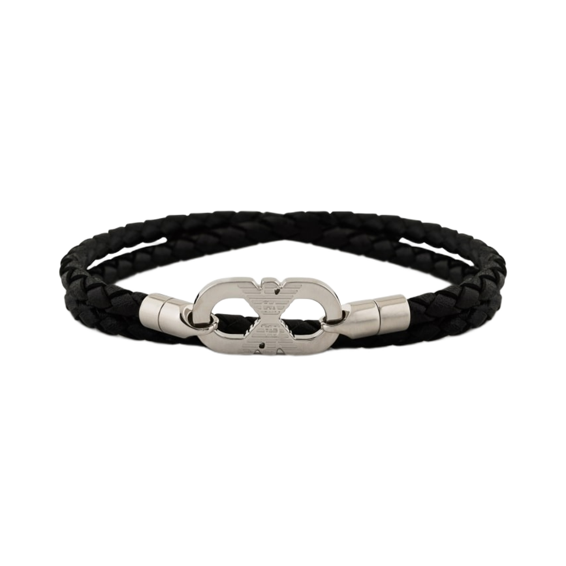EGS3299040 Emporio Armani Leather ID Bracelet Black Silver