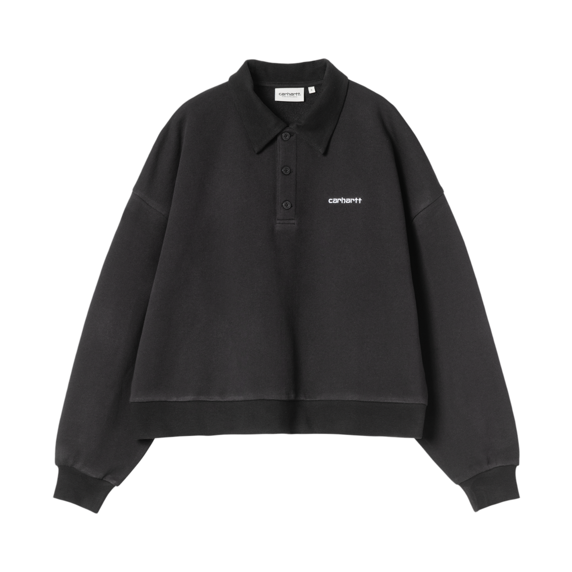I036291-0D2-60 (W) Carhartt WIP Brenta Polo Sweatshirt Black White