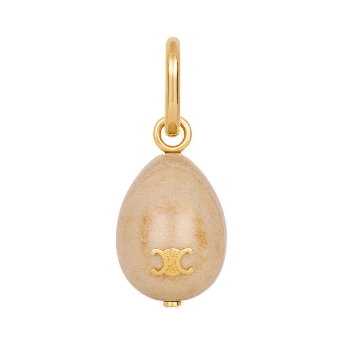 B10783F64-60EC Celine Charms Stone Egg in Botticino and Brass with Gold Finish Ecru Gold