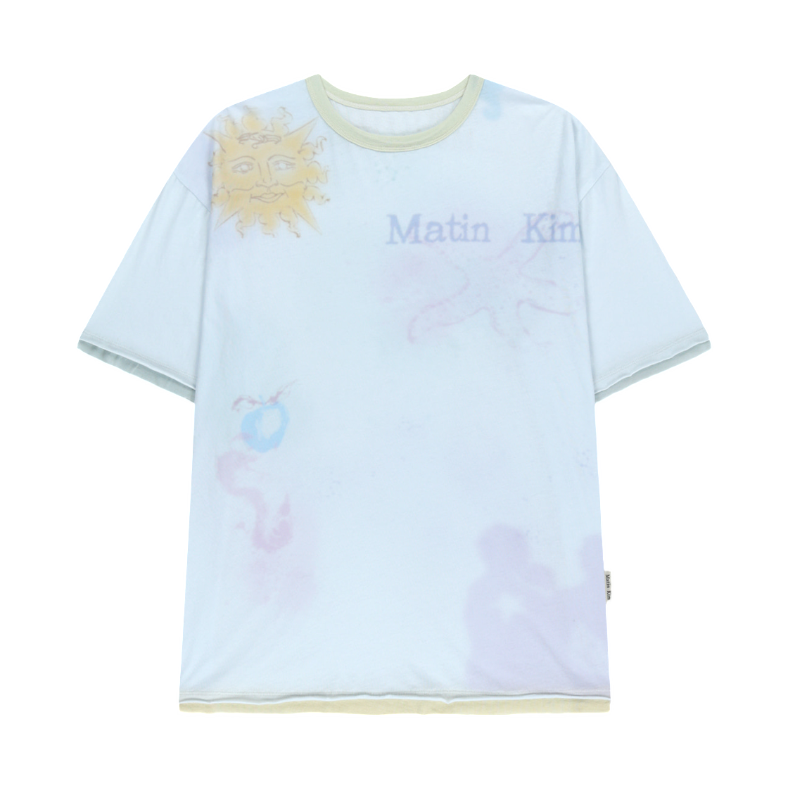 MK2634TS017MLB (W) Matin Kim Sketch Graffiti Over Fit Top In Light Blue