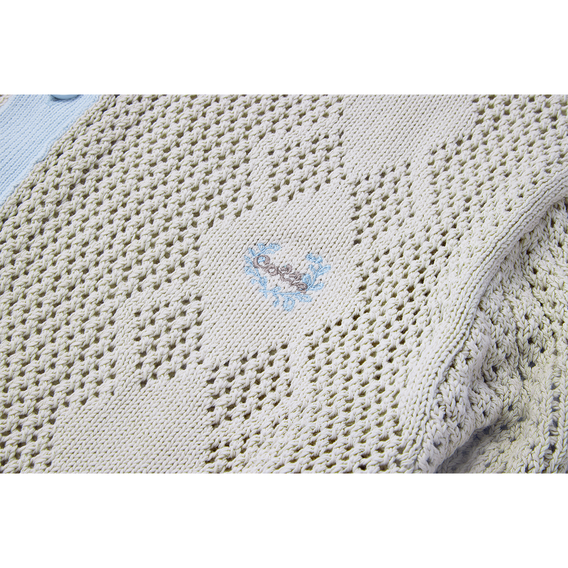 꼬떼 아가일 크로쉐 썸머 니트 가디건 스카이블루(COTTE Argyle Crochet Summer Knit Cardigan Sky Blue) - 5