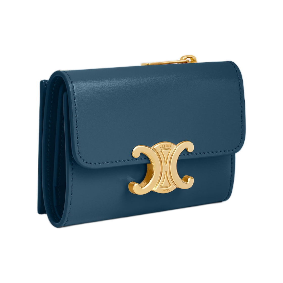 셀린느 컴팩트 월렛 코인 트리옹프 샤이니 카프스킨 틸 블루(Celine Compact Wallet with Coin Triomphe in Shiny Calfskin Teal Blue) - 2