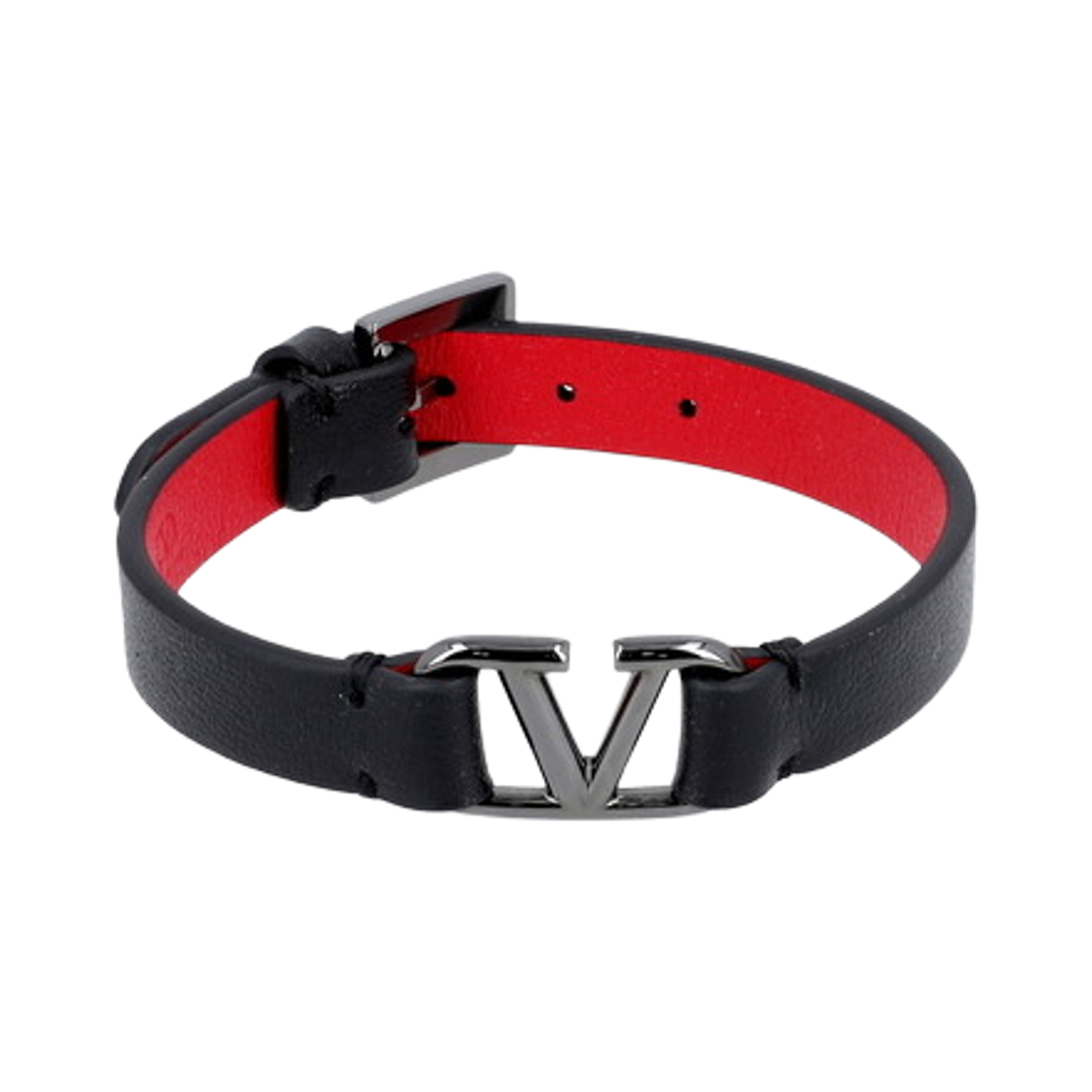 발렌티노 브이로고 레더 브레이슬릿 블랙 레드(Valentino Vlogo Leather Bracelet Black Red) - 1