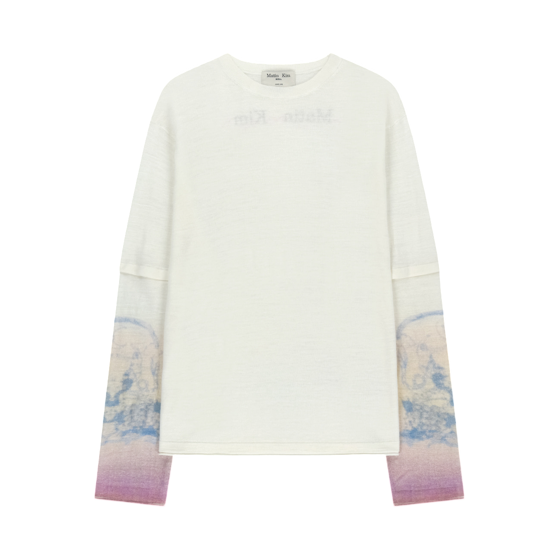 MK2634PO004MIV (W) Matin Kim Sleeve Print Knit Pullover In Ivory