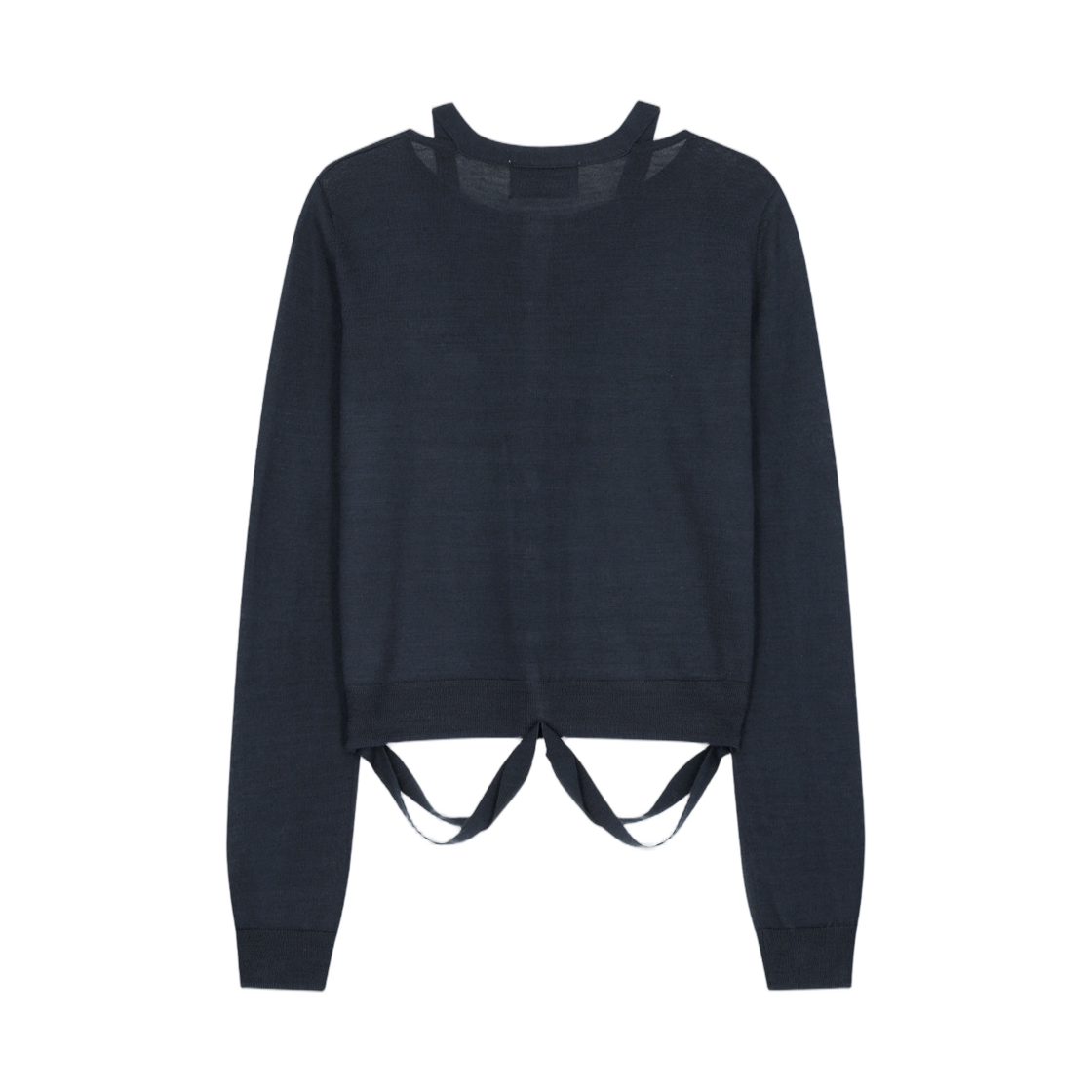 (W) 마뗑킴 스트링 디테일 니트 가디건 다크 네이비((W) Matin Kim String Detail Knit Cardigan In Dark Navy) - 2