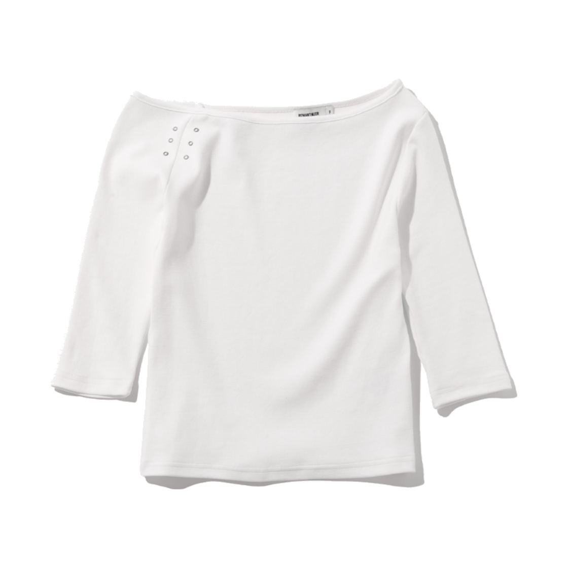 로맨티누어 원숄더 아일렛 슬리브 티셔츠 화이트(ROMANTINUER One-Shoulder Eyelet Sleeve T-Shirt White) - 1