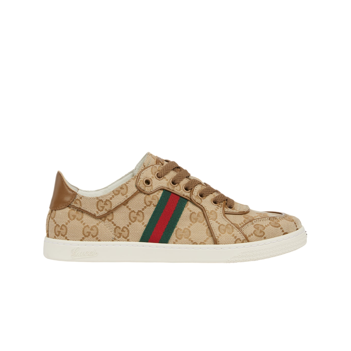 871611-FAF48-9644 (W) Gucci Stretch Low Top Sneakers Sand Dark Brown