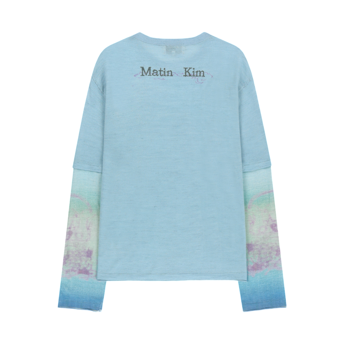 (W) 마뗑킴 슬리브 프린트 니트 풀오버 라이트 블루((W) Matin Kim Sleeve Print Knit Pullover In Light Blue) - 2