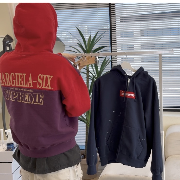 Supreme x MM6 Maison Margiela Eagle Zip Up Hooded Sweatshirt Purple - 26SS 착용 스타일 - 4