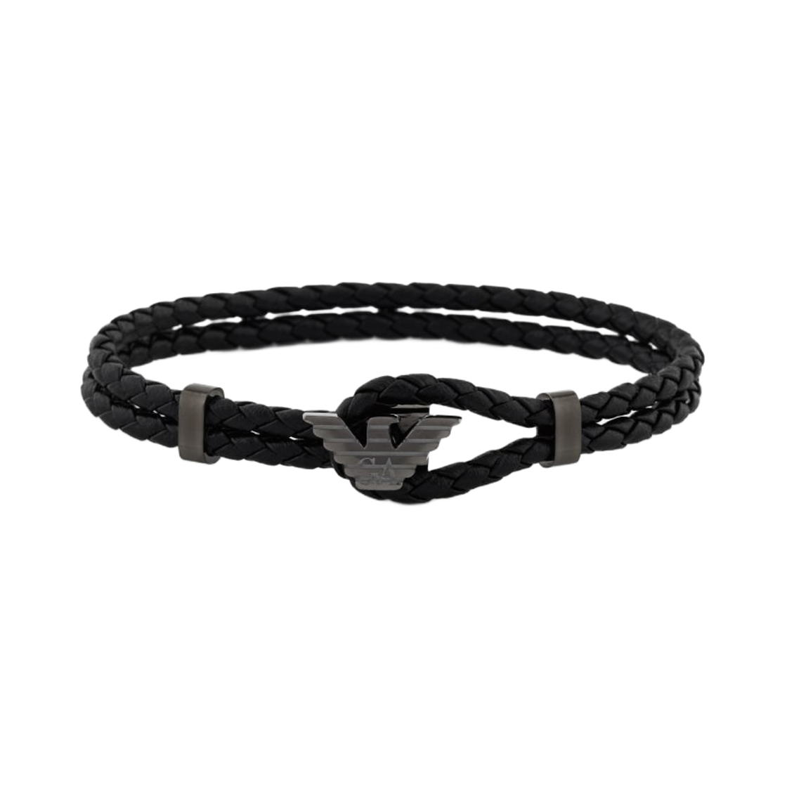 EGS3322060 Emporio Armani Leather ID Bracelet Gunmetal Black