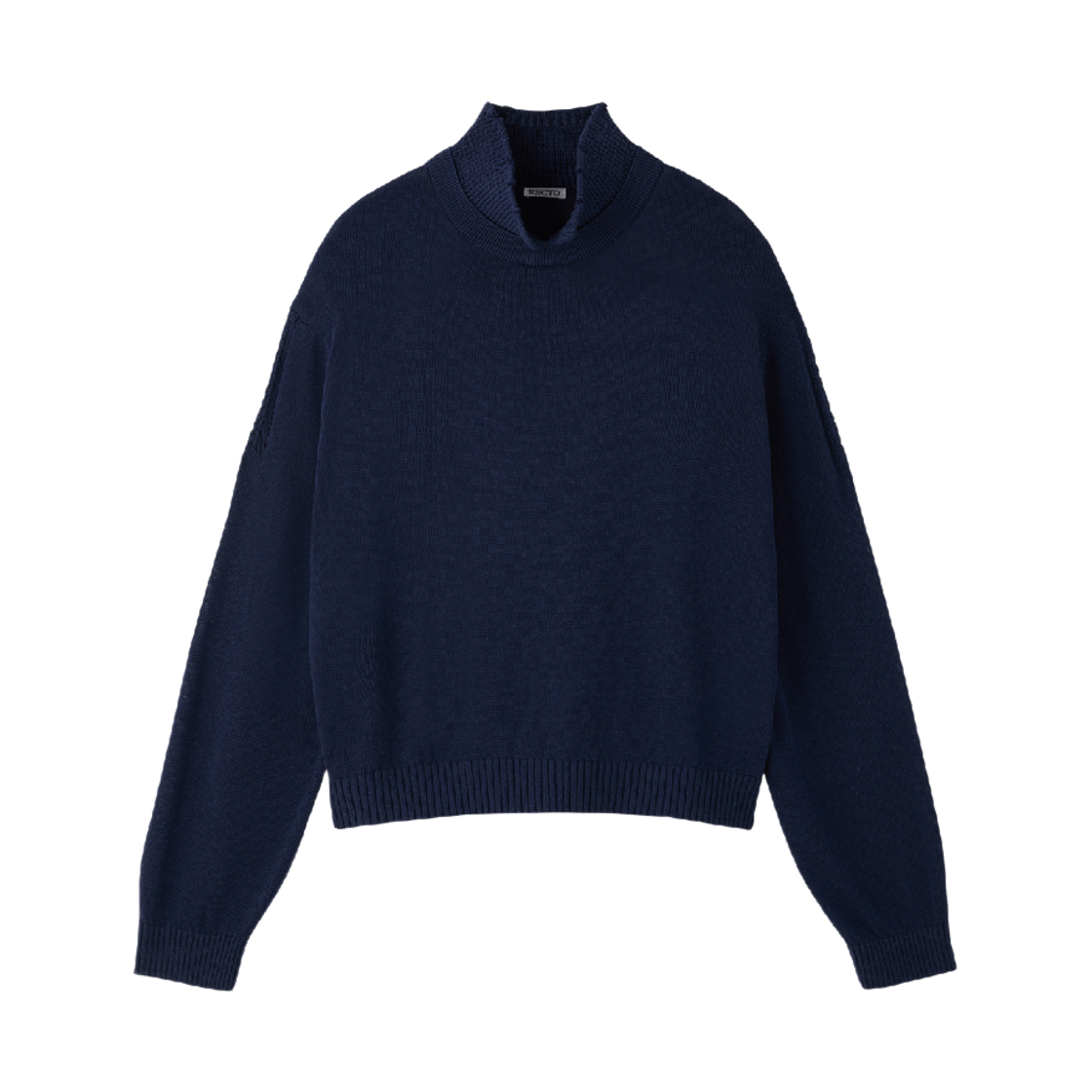 렉토 와플 콜라 니트 탑 퍼플 블루(Recto Waffle Collar Knit Top Purple Blue)