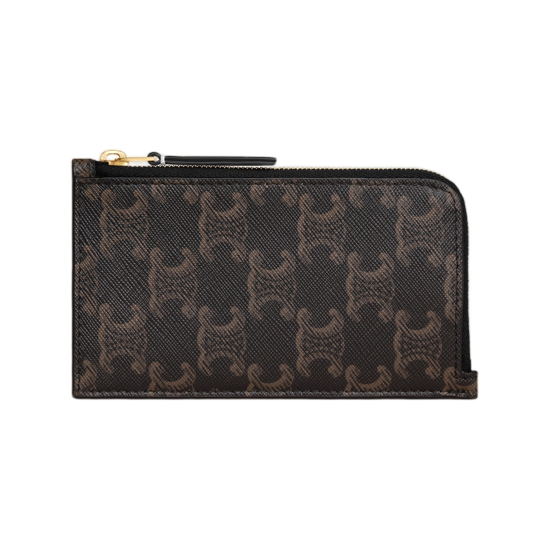 L10083317-04LU Celine Long Zipped Card Holder in Triomphe Canvas and Calfskin Tan