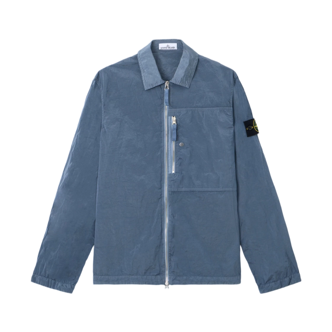 L1S1512000-38S0019-V0024 Stone Island 1200038 Nylon Metal In Econyl Regular-Fit Overshirt with Zip Pocket Avio Blue - 26SS
