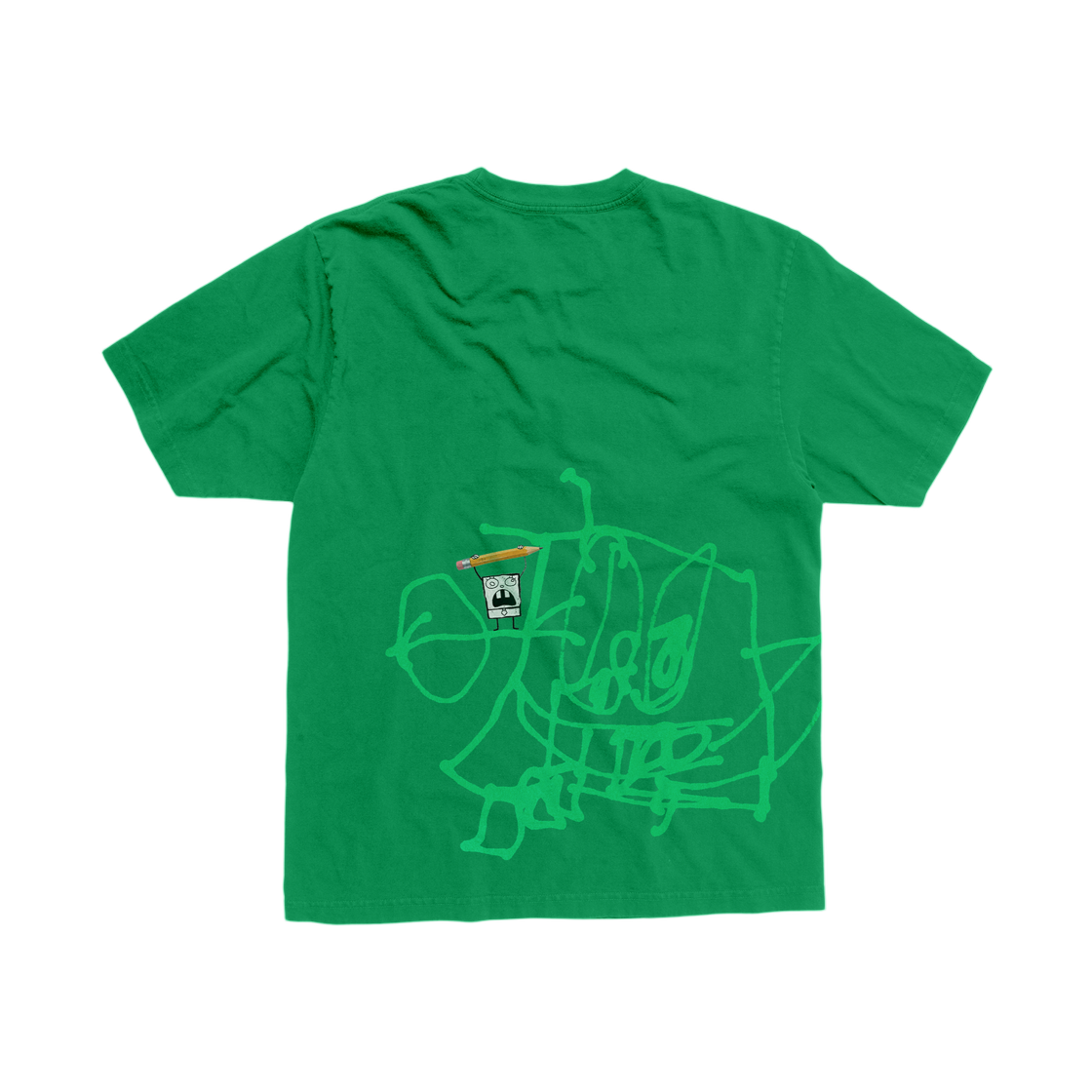 트래비스 스캇 캑터스 잭 x 스폰지밥 그림밥 티셔츠 그린(Travis Scott Cactus Jack x Spongebob Doodlebob T-Shirt Green) - 1