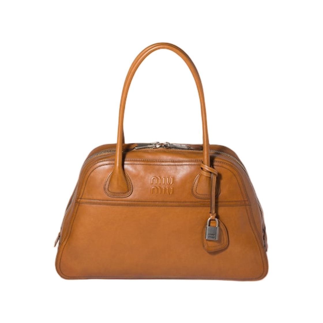 5BB196-2IER-F0046 Miu Miu Vivant Leather Bag Cognac