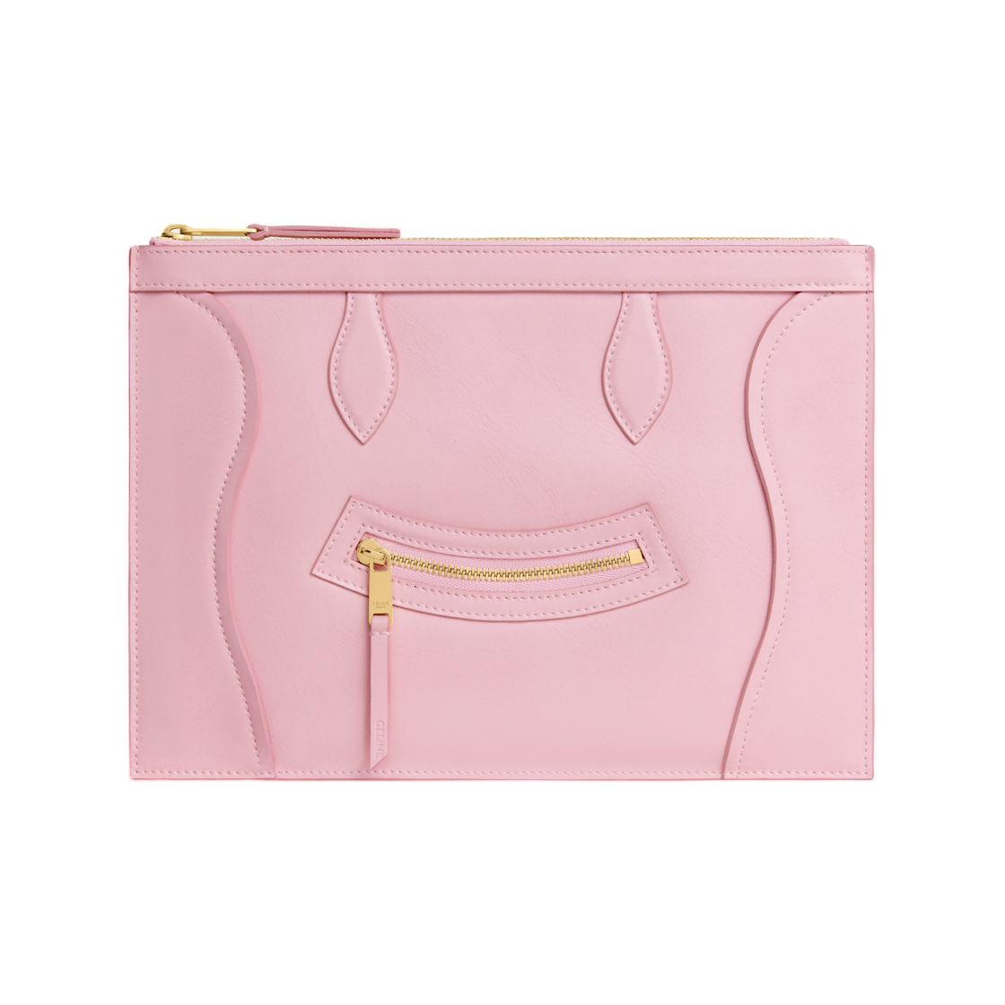 L100D2N92-24DP Celine Medium Pouch in Glossy Calfskin Dirty Pink