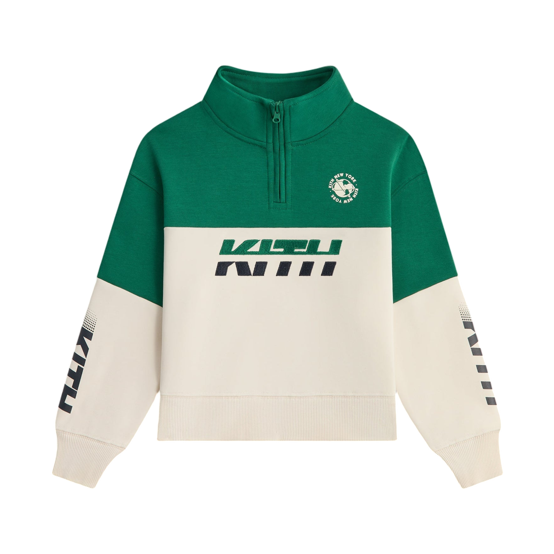 (키즈) 키스 로고 블록 헌터 쿼터 집 뉴트((Kids) Kith Logo Blocked Hunter Quarter Zip Newt)