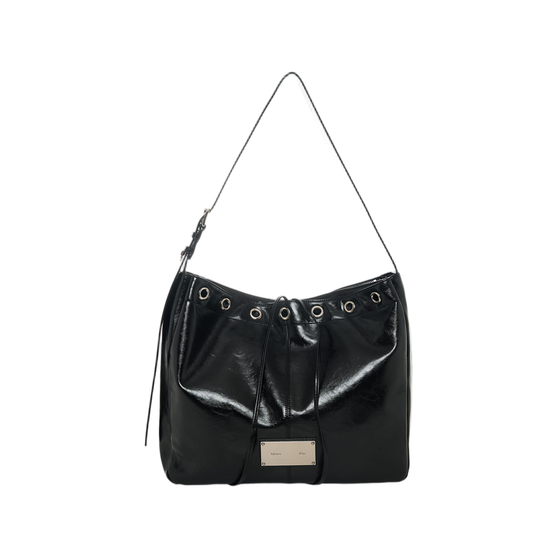 MK2634BG030MBB Matin Kim Eyelet Point Layered Big Shoulder Bag In Black